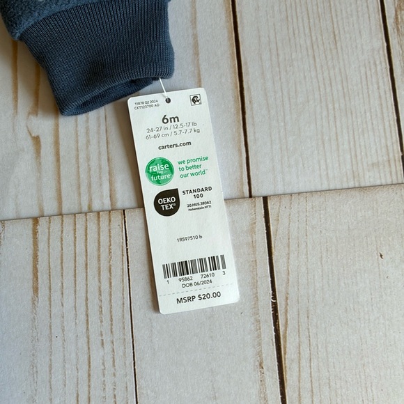 NWT Carters Polka Dot Blue Pink Heart Footed Fleece Cozy Warm Girls Sleeper 6M - Picture 5 of 7